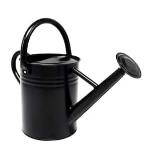 1 Gal. Black Metal Plant Watering Can with Handles, Galvanized Steel Watering Pot