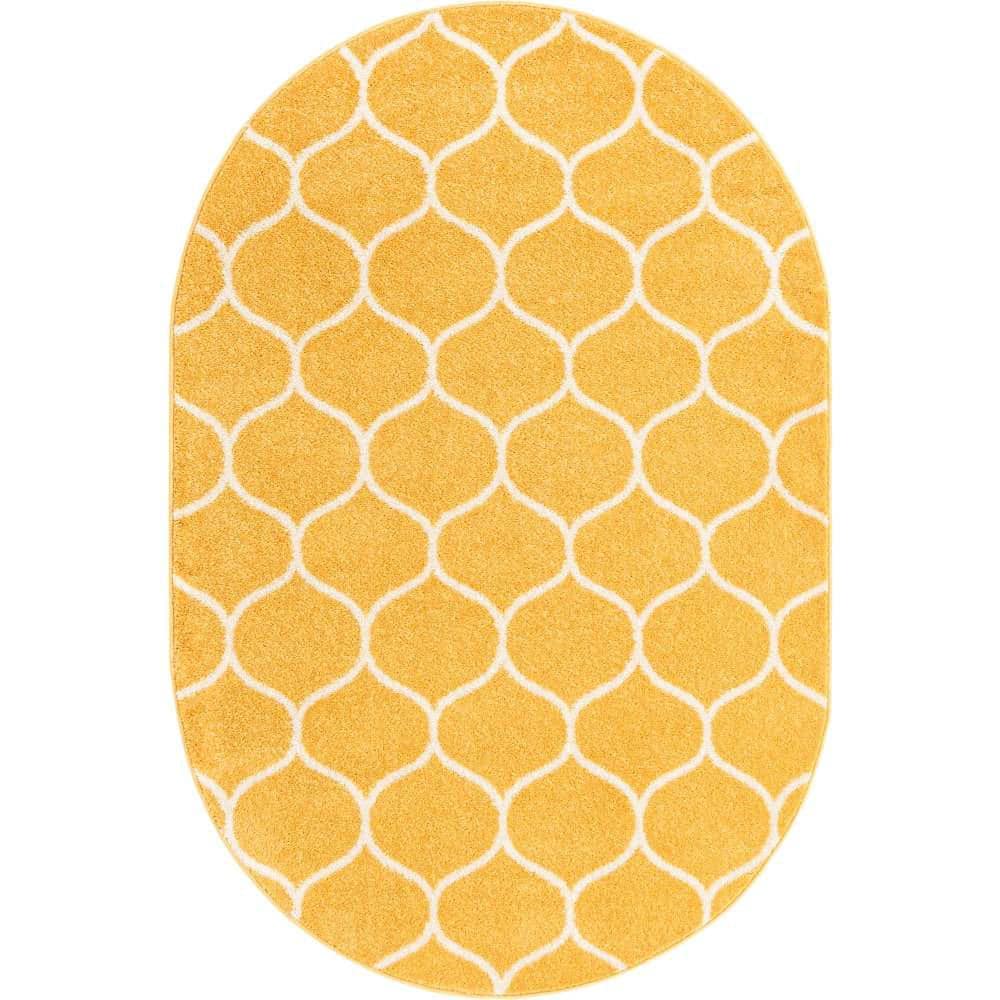 Trellis Frieze Rounded Yellow 5' 0 x 8' 0 Rug price history on PriceWatchPro