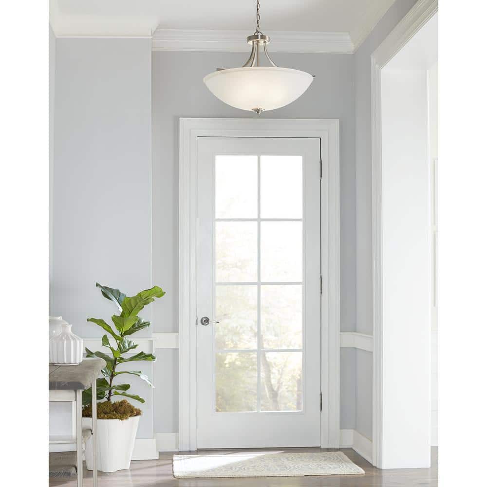 Geary 17.75" Brushed Nickel and Glass Convertible Pendant