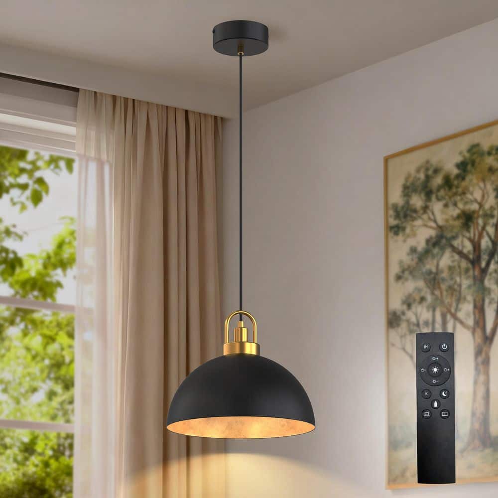 YANSUN 1-Light Black Gold Farmhouse LED Pendant Lights, Vintage