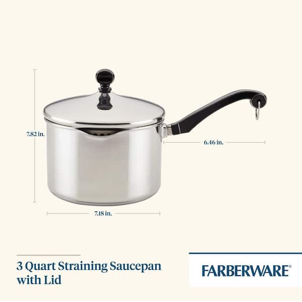 Farberware Ceramic Nonstick Straining 3-Quart Saucepan with Lid - Aqua