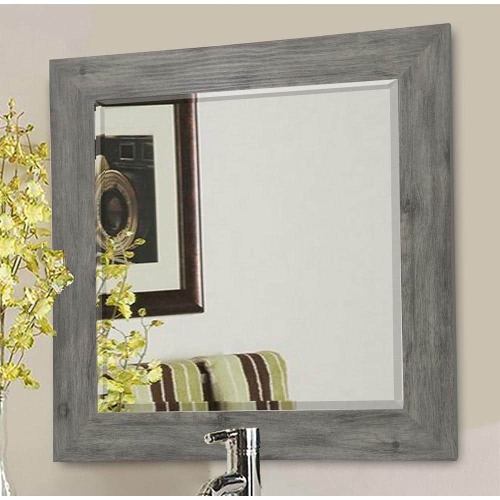 21 in. W x 27 in. H Framed Rectangular Beveled Edge Bathroom Vanity Mirror  in Gray R064MS The Home Depot