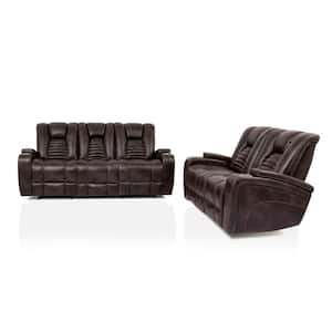 Madras 2-Piece Dark Brown Sofa Set