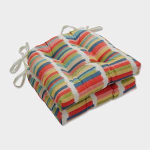 Striped 16 x 15.5 Outdoor Dining Chair Cushion in Multicolored/Off-White (Set of 2)