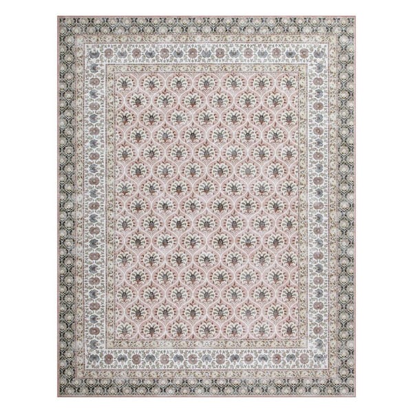 Laura Ashley Amelia Chenille Blue 7 ft. x 10 ft. Woven Trellis