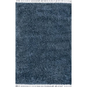 Neva Plush Shag Blue 7 ft. x 9 ft. Area Rug