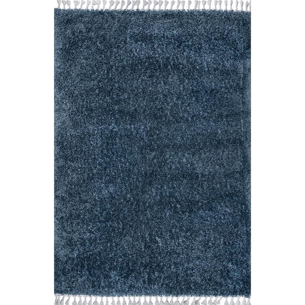 Plush Shag Blue 8 ft. x 11 ft. Area Rug