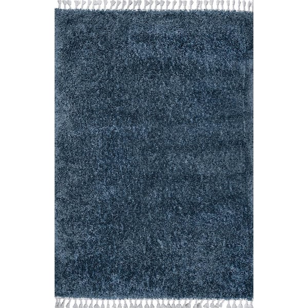 StyleWell Neva Plush Shag Blue 8 ft. x 11 ft. Area Rug