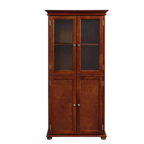 Hampton Harbor 25 in. W x 14 in. D x 53 in. H Brown Freestanding Linen Cabinet
