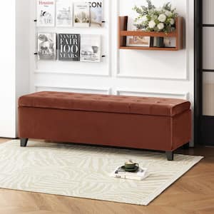 Blush Velvet Rectangle Storage Large Ottoman