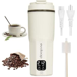 1-Cup Stainless Steel Corded Portable Electric Kettle with LED Display & Foldable Hanlde in Tan