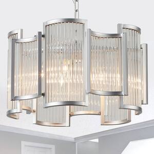 Alkolla 5-Light Chrome Modern Luxury Glam Crystal Chandelier, Irregular Lines for Living Room, Kitchen, Bedroom