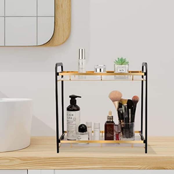 Dyiom 2 Tier Clear Organizer with Dividers, Multi-Purpose Slide-Out Storage  Container, Bathroom Vanity Counter Organizing Tray B09QKL4WSS - The Home  Depot