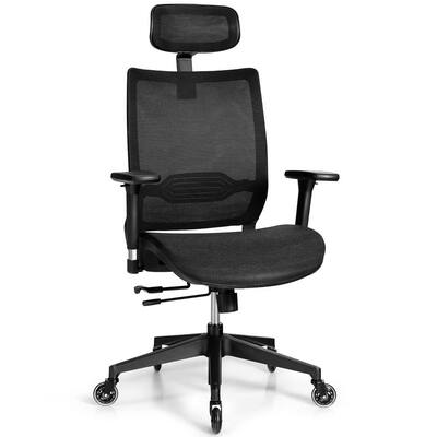 Black Office Chair Adjustable Mesh Computer Chair with Sliding Seat and Lumbar Support