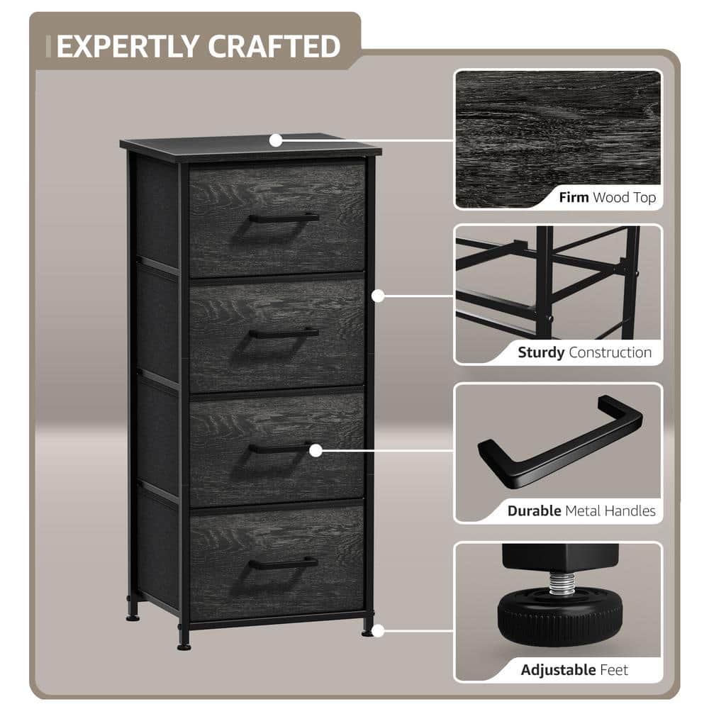 Black Vertical Nursery Dresser with Soft Close Drawers