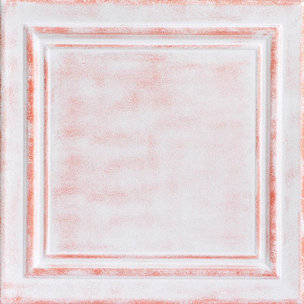 Line Art White Washed Copper 1.6 ft. x 1.6 ft. Decorative Foam Glue Up Ceil