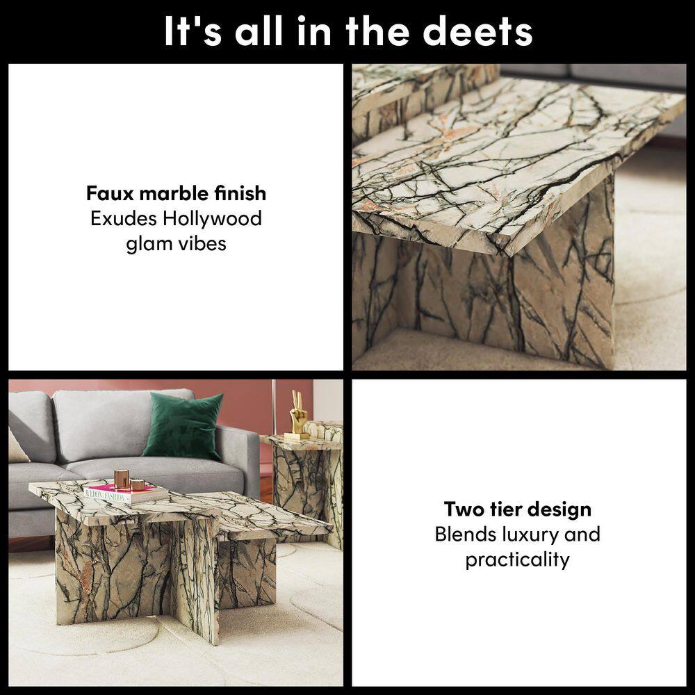 Brielle Faux Onyx Marble Two-Tiered Coffee Table