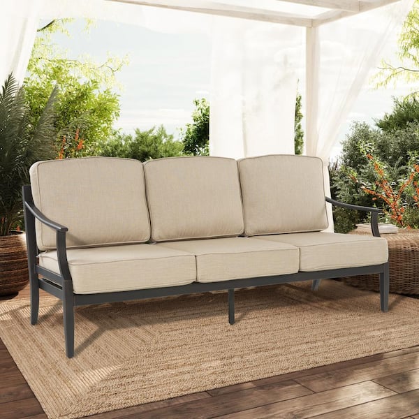 Tamarin 1-Piece Aluminum Outdoor Conversation Sofa with Sunbrella Cushions