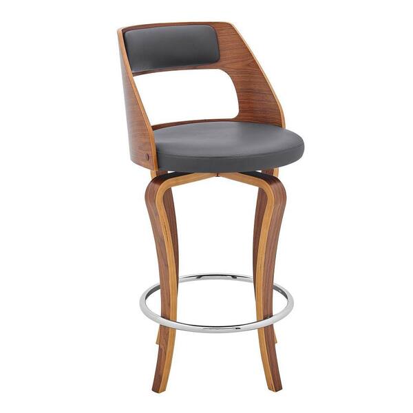 Faux Leather And Walnut Wood Bar Stool, Wood Bar Stool Base Replacement