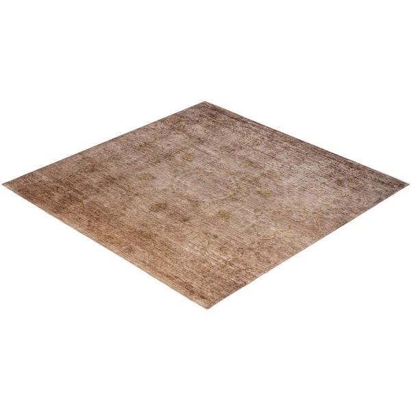 Overdyed Beige 9 ft. x 12 ft. Solid Wool Indoor Area Rug
