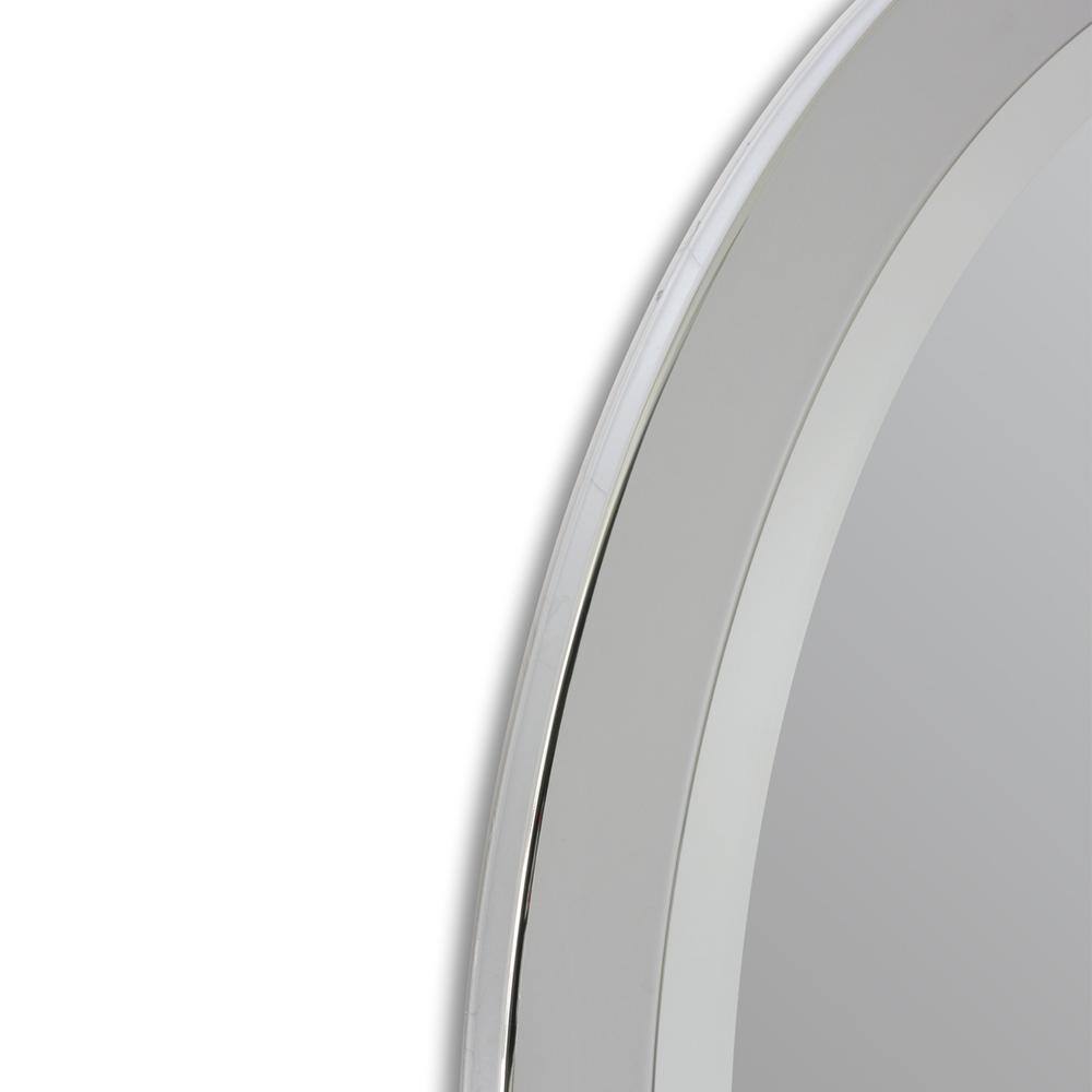 Brushed Nickel Oval Wall Mirror with Silver Frame