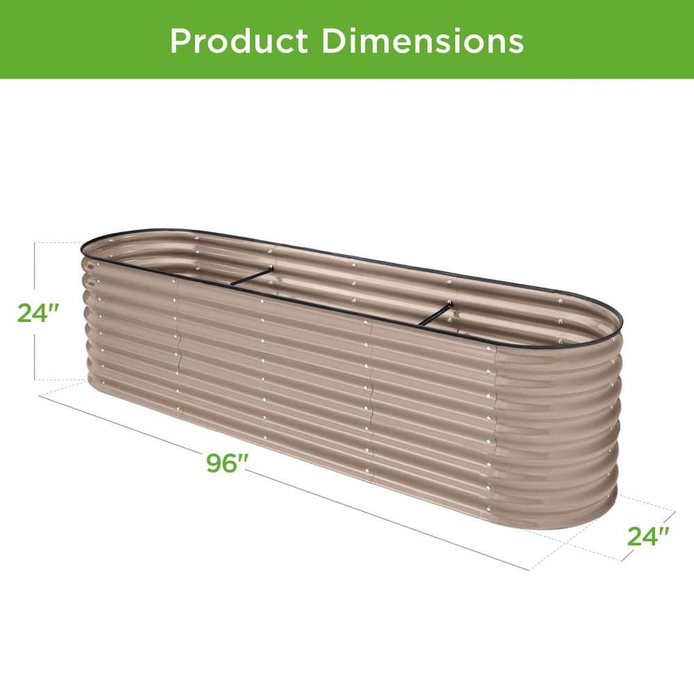 Taupe 8x2x2ft Powder-Coated Steel Oval Raised Garden Bed