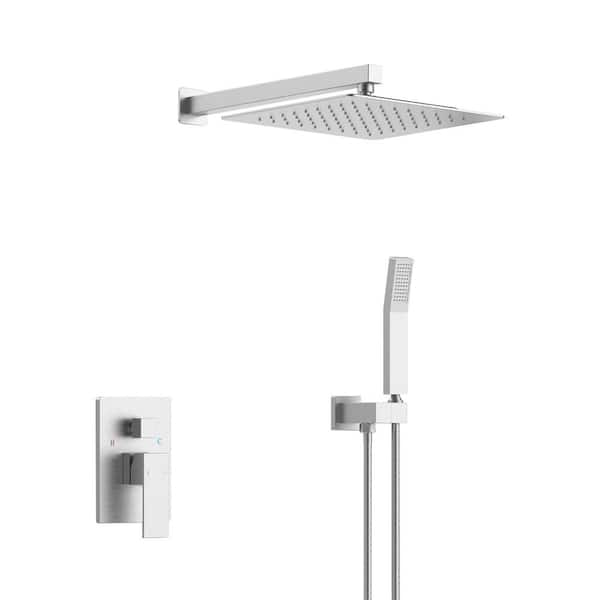 Unbranded Single Handle 2-Spray 10in. Shower Faucet 2 GPM with High Pressure in. Brushed Nickel (Valve Included)