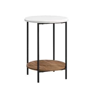 Tremont Row 16.535 in. Sindoori Mango Round Engineered Wood End Table with Metal Frame and White Top