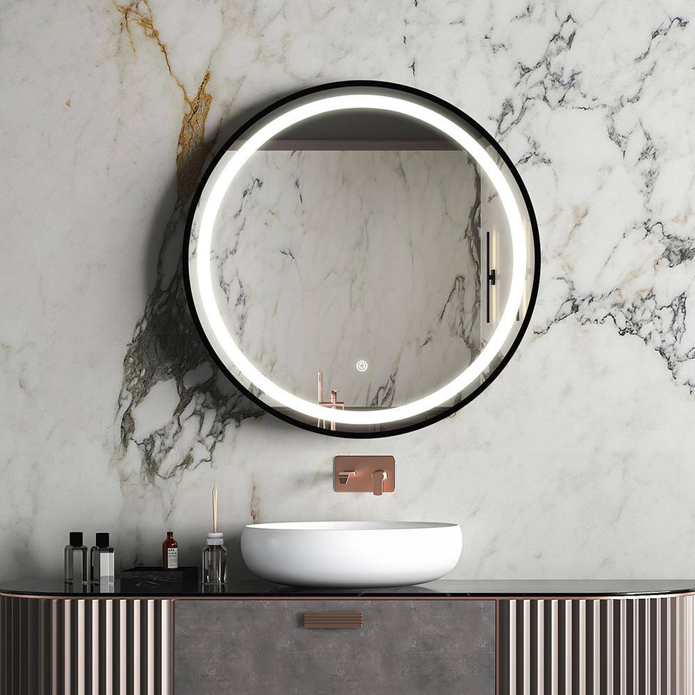 CATALINA 24 in. W x 24 in. H Small Round Frameless LED Lighted Wall ...