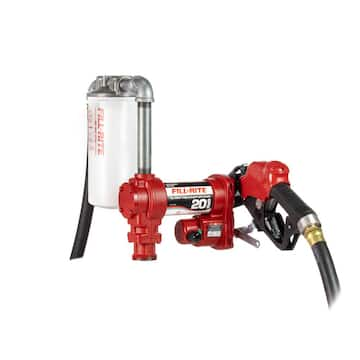 12V 20 GPM 1/4 HP Fuel Transfer Utility Pump w/ Unleaded Auto Nozzle, Discharge Hose, Particulate Filter, Suction Pipe)