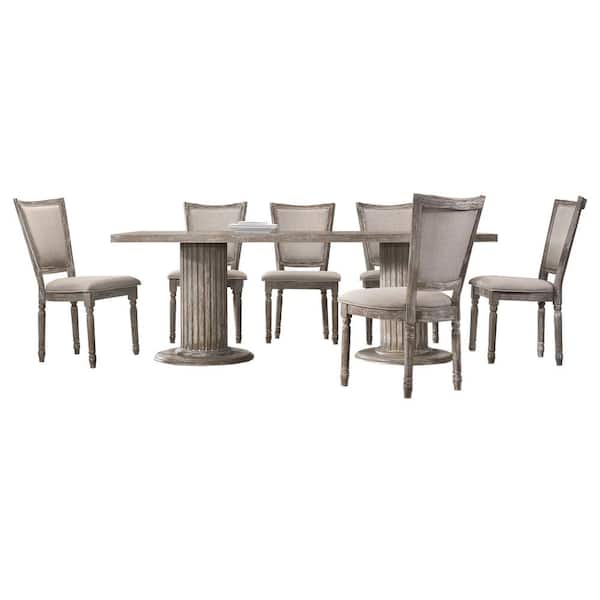 Best Master Furniture Jessica 7-Piece Vintage Gray Rectangle Dining Set