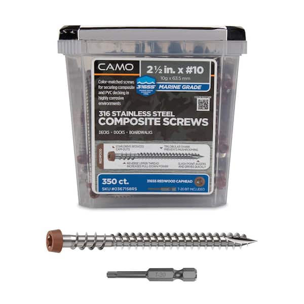 #10 2-1/2 in. 316 Stainless Steel Star Drive Redwood Composite Deck Screws (350-Count)