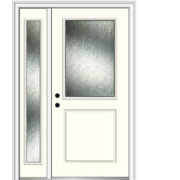 MMI Door 48 in. x 80 in. Right-Hand/Inswing Rain Glass Alabaster Fiberglass Prehung Front Door on 4-9/16 in. Frame