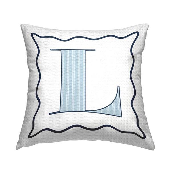 Stupell Industries Polka Dot Blue Letter L Square Outdoor Throw Pillow
