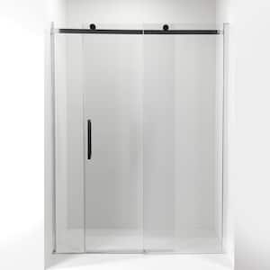 Tidy 48 in. W x 78 in. H Sliding Frameless Shower Door in Chrome, 8 mm Clear Glass with Chrome Handle