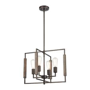 Talia 20 in. W 4-Light Oil Rubbed Bronze Chandelier with No Shades