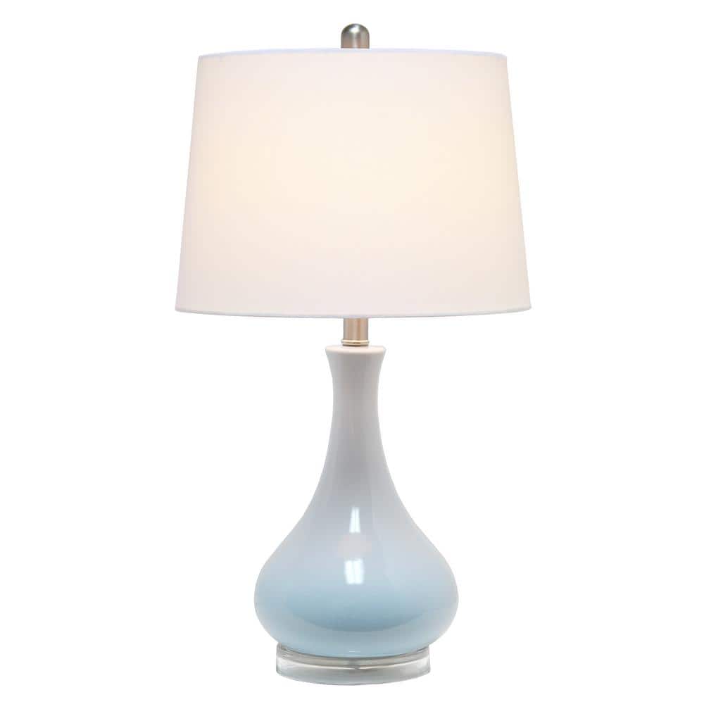 Elegant Ceramic Teardrop Table Lamp in Light Blue with Fabric Shade