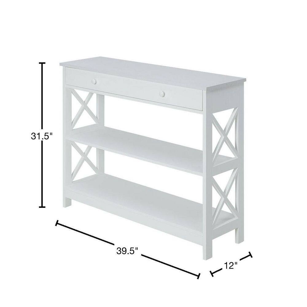Oxford White Console Table with Drawer and Shelves