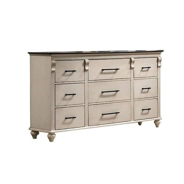 Benjara 17.75 In. White And Brown 9-Drawer Wooden Dresser BM300697 ...