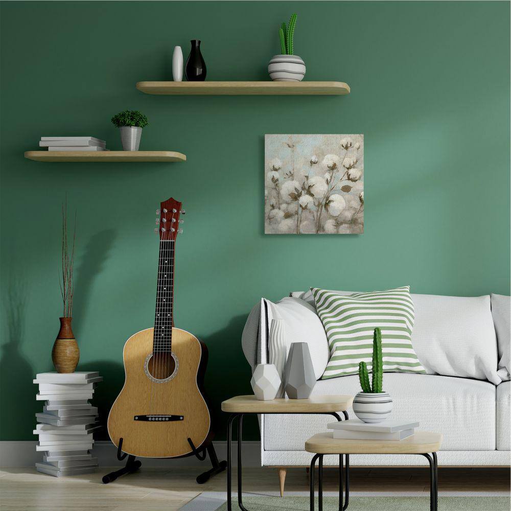 Neutral Brown Cotton Flower Canvas Wall Art, 24x24