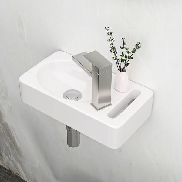 Nameeks Arica Wall Mounted Bathroom Sink in White Nameeks Arica Wall Mounted Bathroom Sink in White