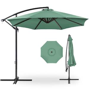 10 ft. Aluminum Offset Round Cantilever Patio Umbrella with Easy Tilt Adjustment in Seaglass