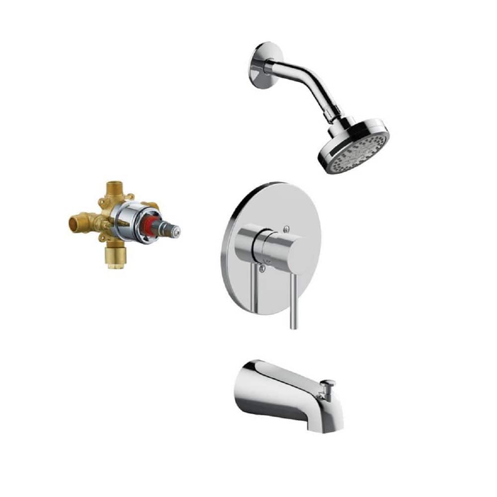 Design House Eastport II SingleHandle 5Spray Settings Tub and Shower Faucet in Polished Chrome