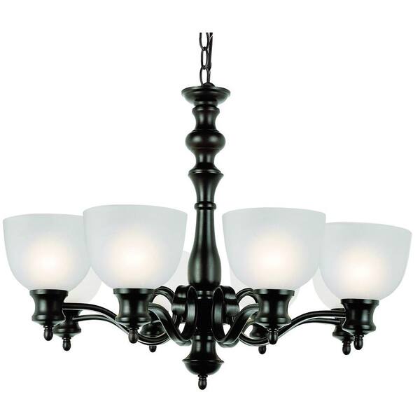 Bel Air Lighting Cabernet Collection 8-Light Oiled Bronze Chandelier with White Frosted Shade
