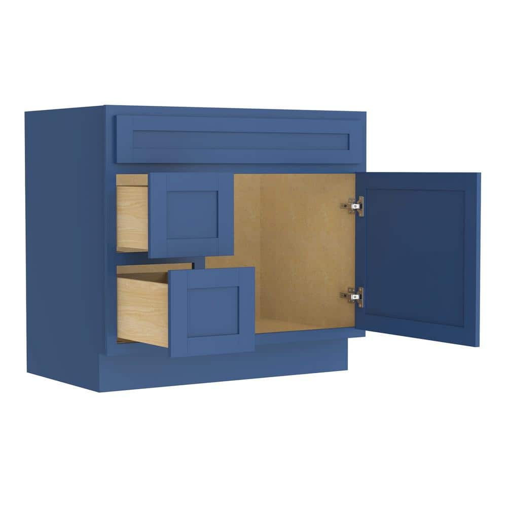 Blue 36" Shaker Style Single Bathroom Vanity Base