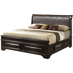 Passion Furniture Louis Philippe Cherry King Storage Platform Bed