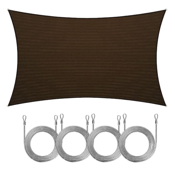 Unbranded 8 ft. x 10 ft. Rectangle Sun Shade Sail with Rope-Brown