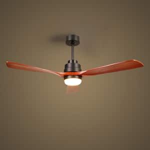 52in. LED Smart Indoor Black Ceiling Fan with Light and Remote Control 3 Colors Adjustable and Reversible DC Motor