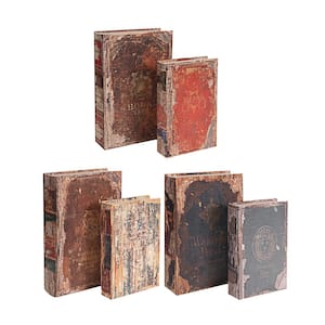Antique Brown, Multi-Color Book Box (Set of 6)