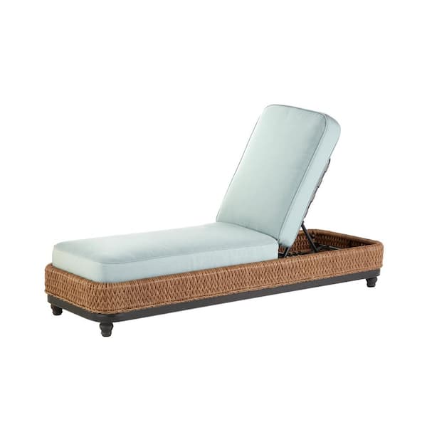 Home Decorators Collection Camden Seagrass Light Brown Wicker Outdoor Patio Chaise Lounge with Sunbrella Cast Spa Cushions